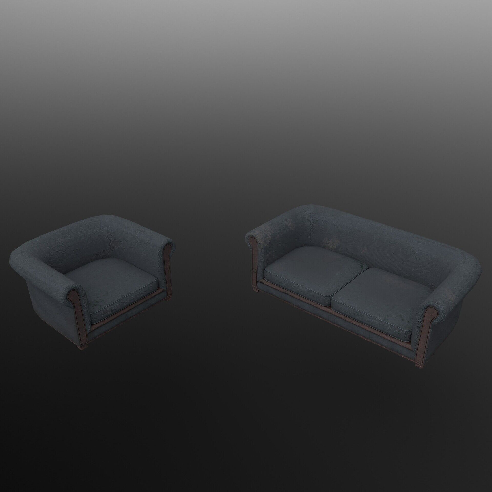 Two Untextured Sofa Models Low-poly 3D model_6