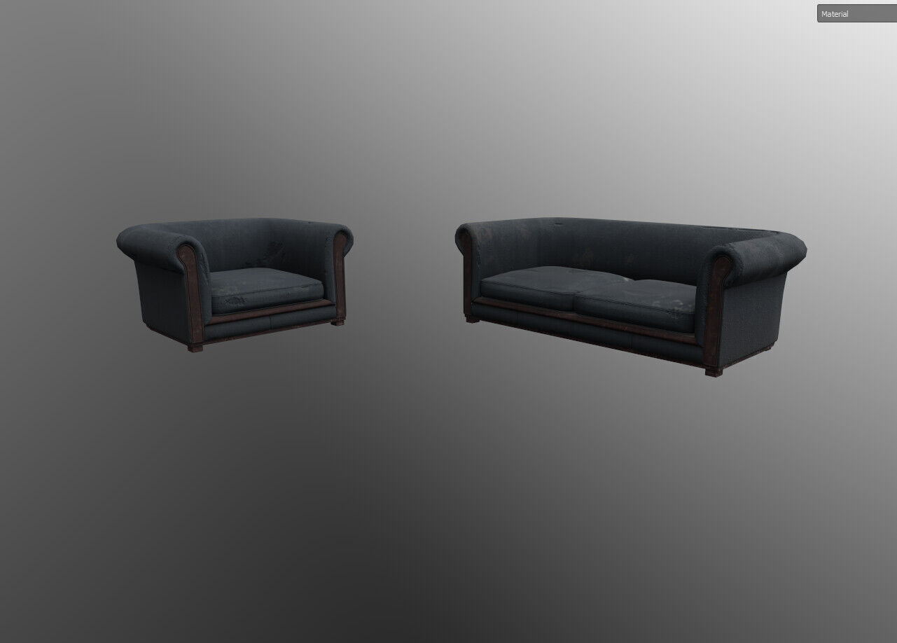 Two Untextured Sofa Models Low-poly 3D model_4