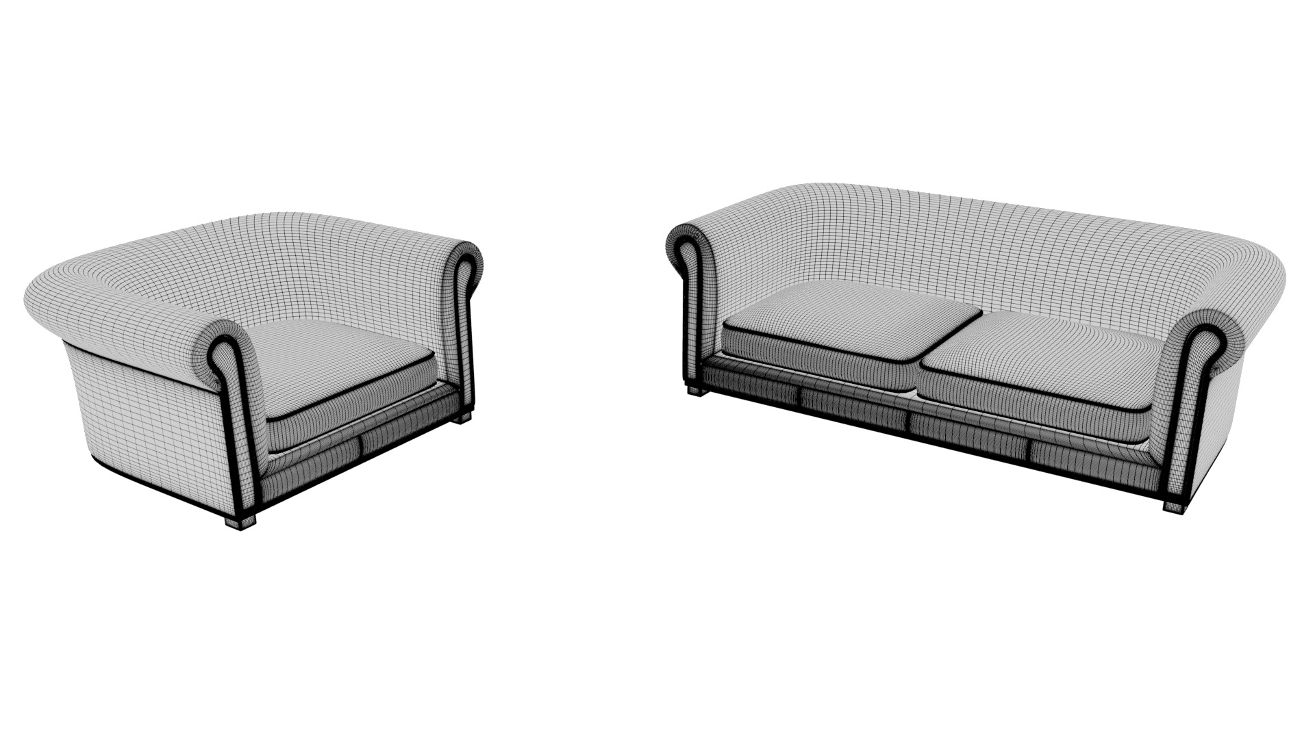 Two Untextured Sofa Models Low-poly 3D model_14
