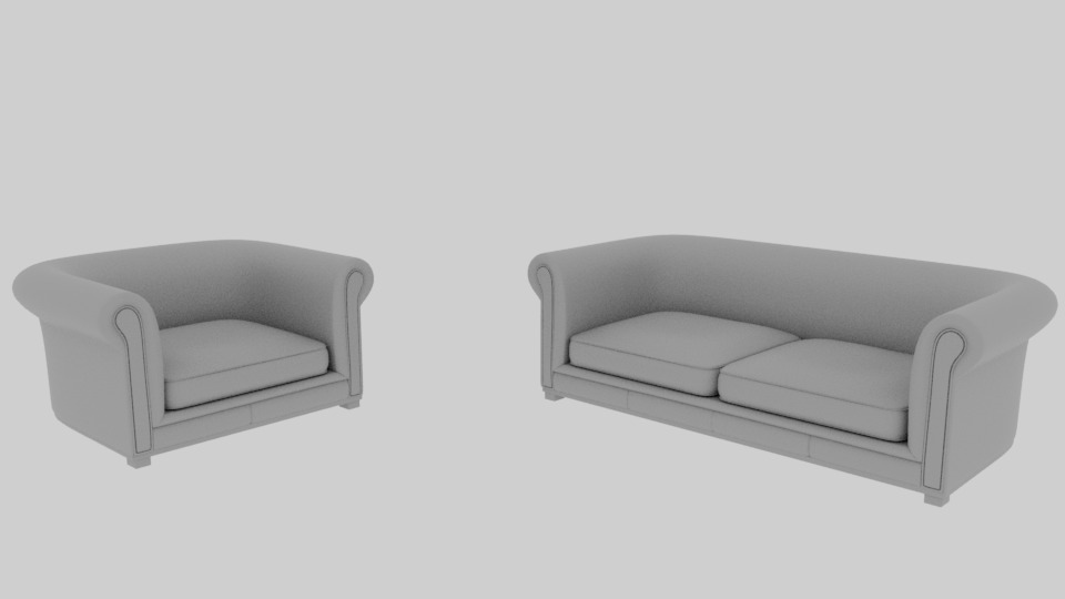 Two Untextured Sofa Models Low-poly 3D model_12
