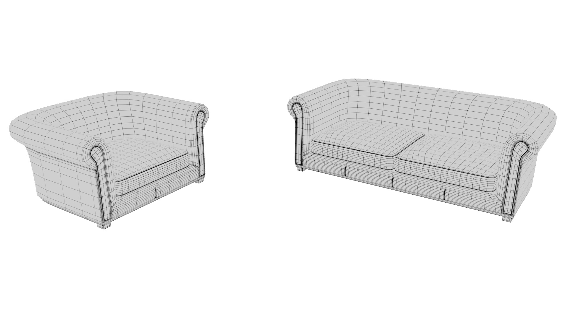 Two Untextured Sofa Models Low-poly 3D model_13
