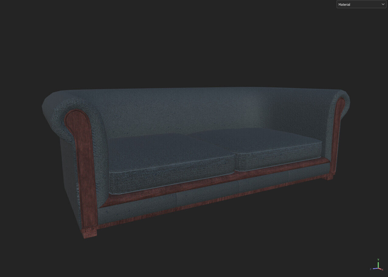 Two Untextured Sofa Models Low-poly 3D model_1