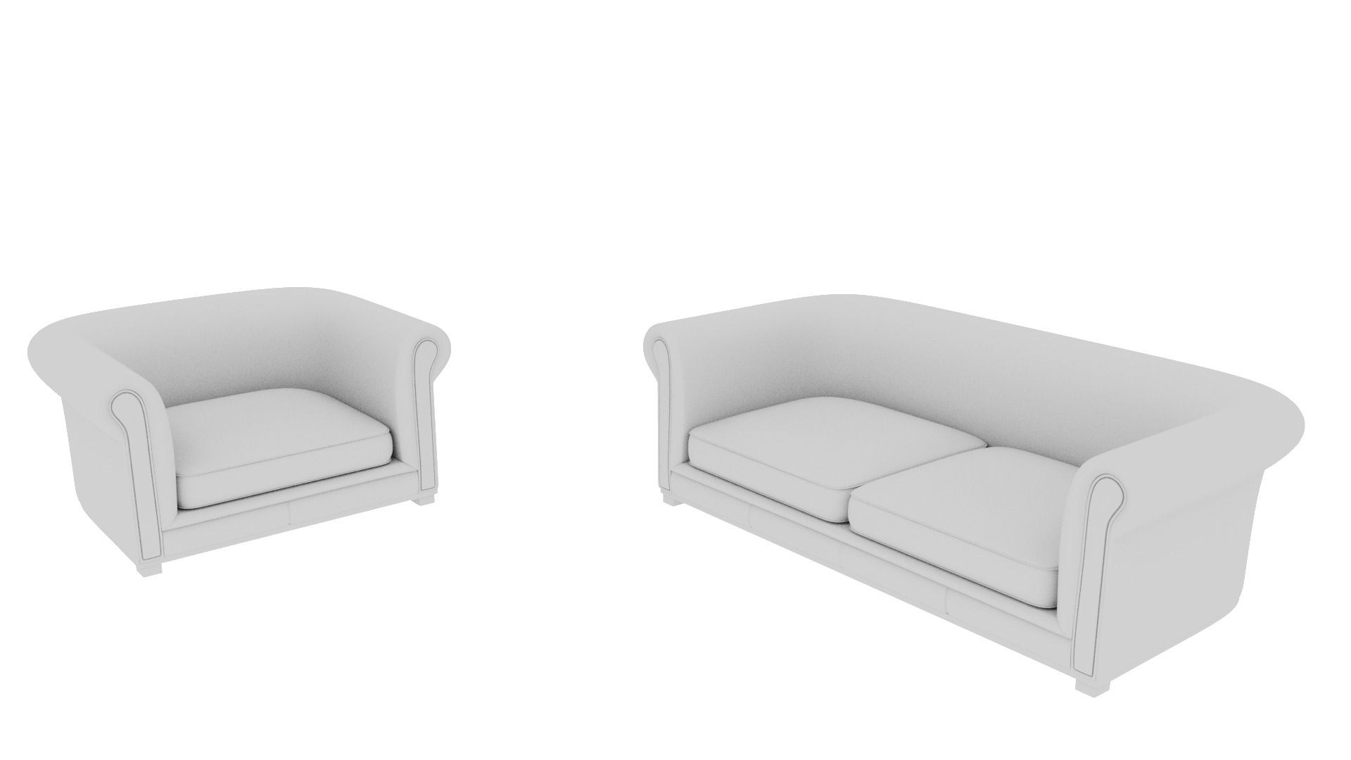 Two Untextured Sofa Models Low-poly 3D model_10