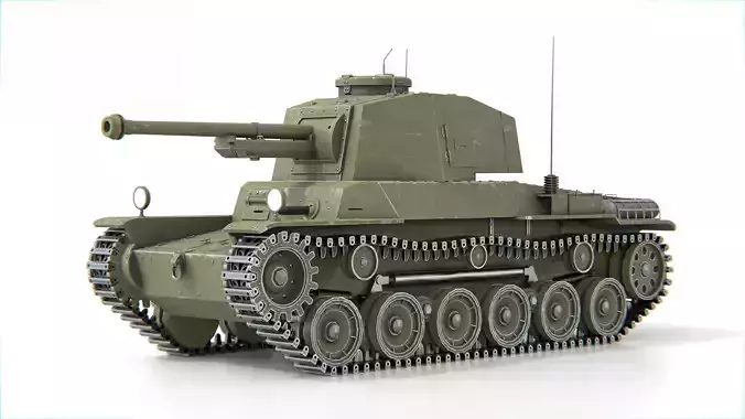 Type 3 Chi-Nu Medium Tank WWII Japanese Tank 3D model