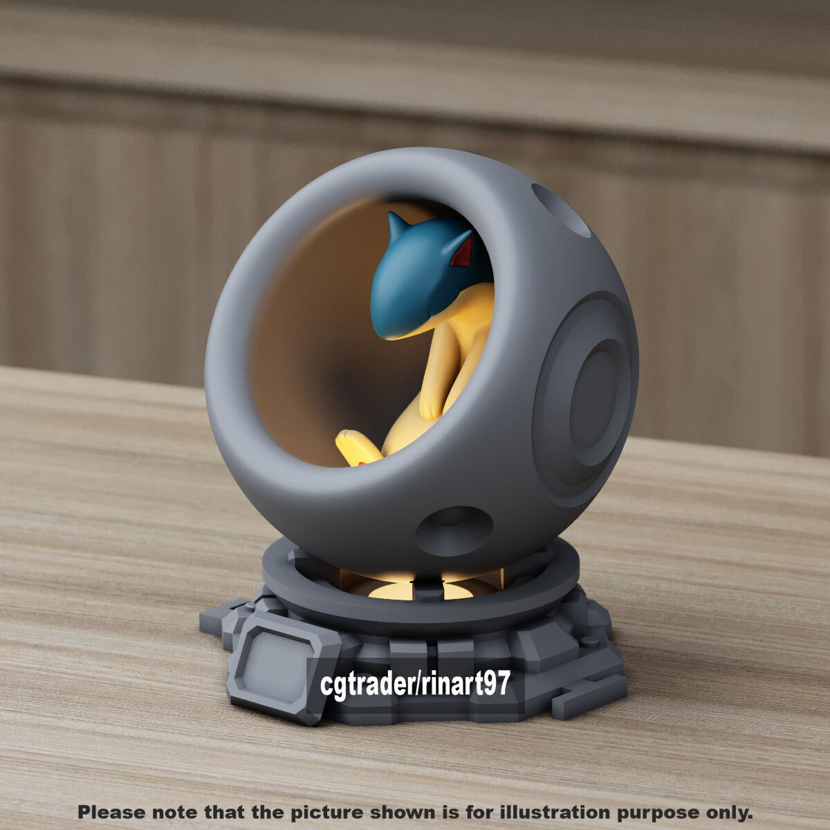 Quilava in healing machine pods from pokemon 3D print model_6