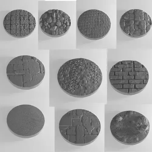 Set of 10 Fantasy Miniature Bases  25 32 40 50mm  Pre-Supported 3D print model