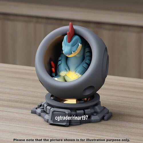 Feraligatr in healing machine pods from pokemon 3D print model