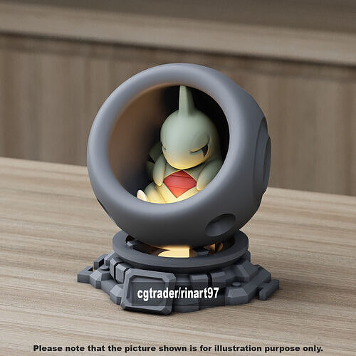 Larvitar in healing machine pods from pokemon 3D print model