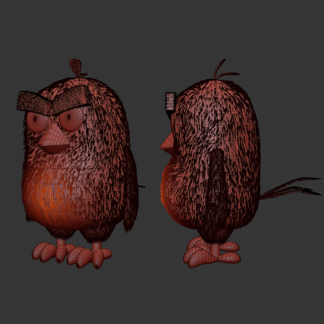 angry bird Red first character 3D model_1