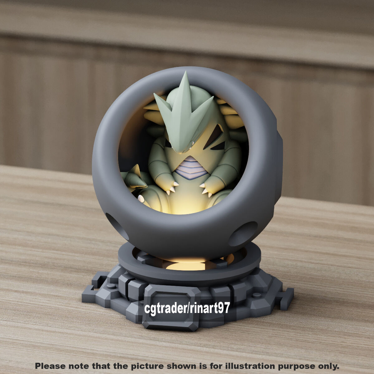 Tyranitar in healing machine pods from pokemon 3D print model_4