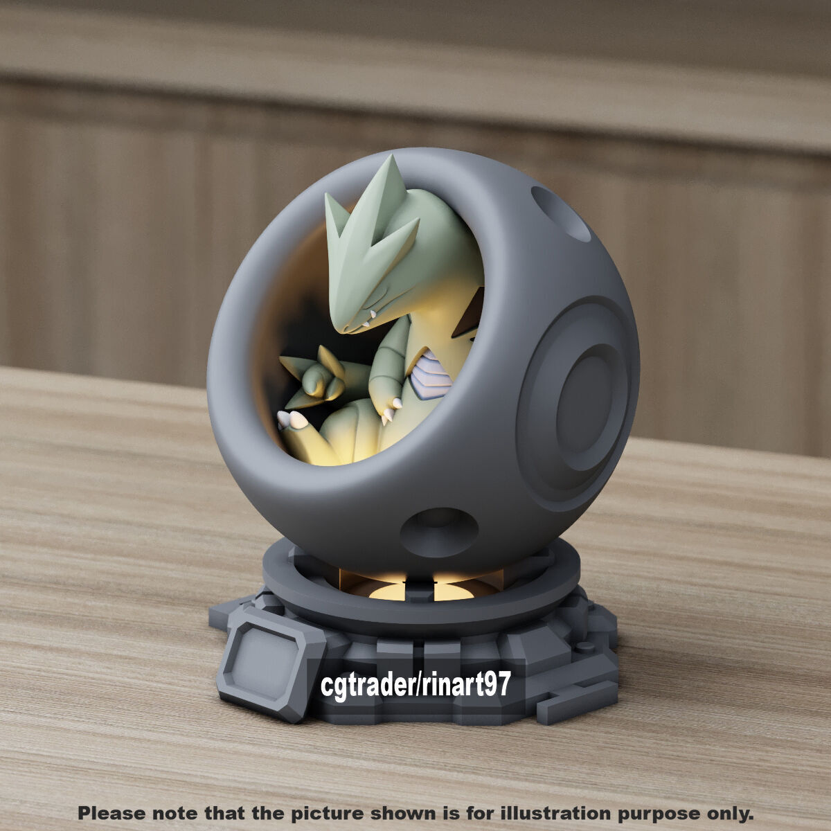 Tyranitar in healing machine pods from pokemon 3D print model_11