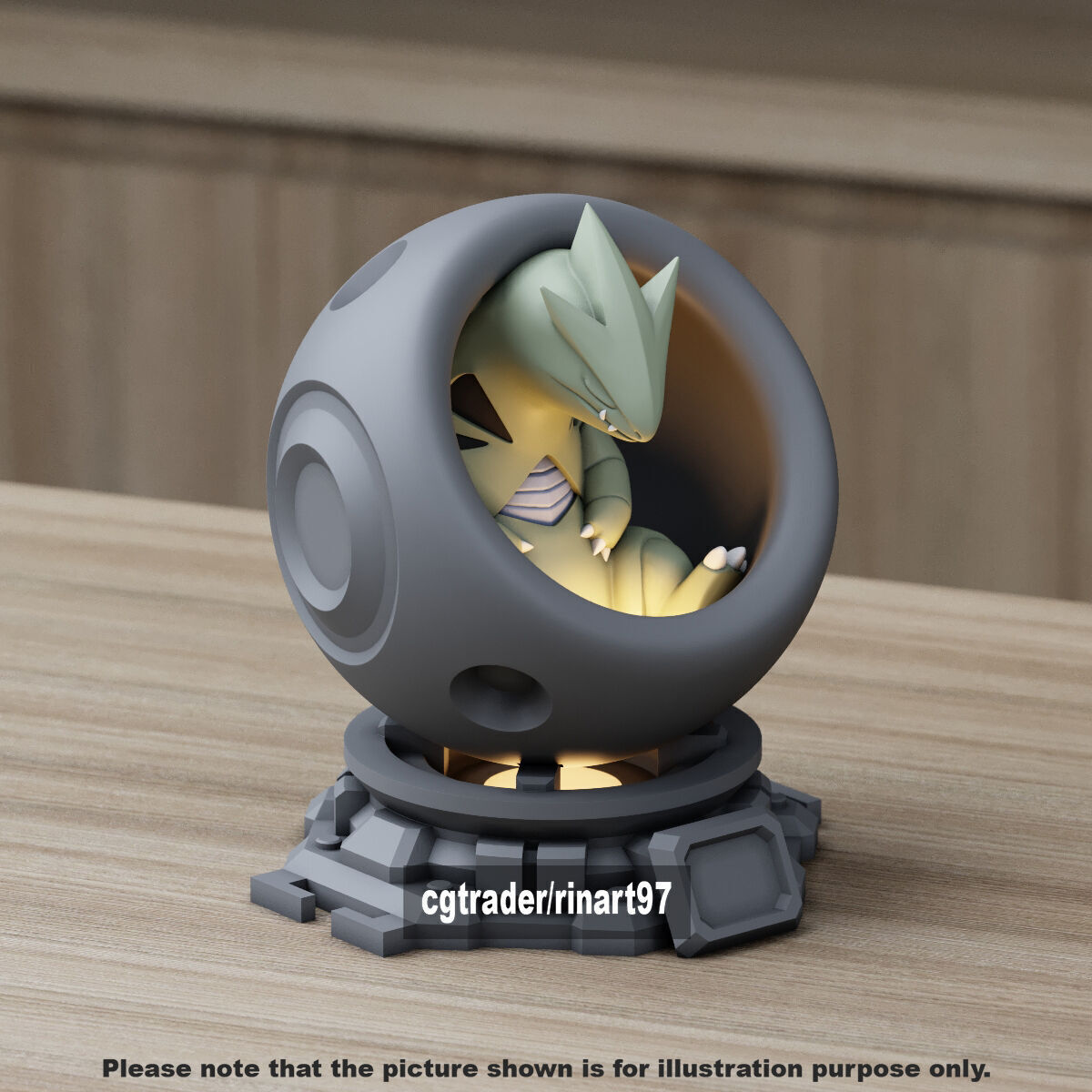 Tyranitar in healing machine pods from pokemon 3D print model_9