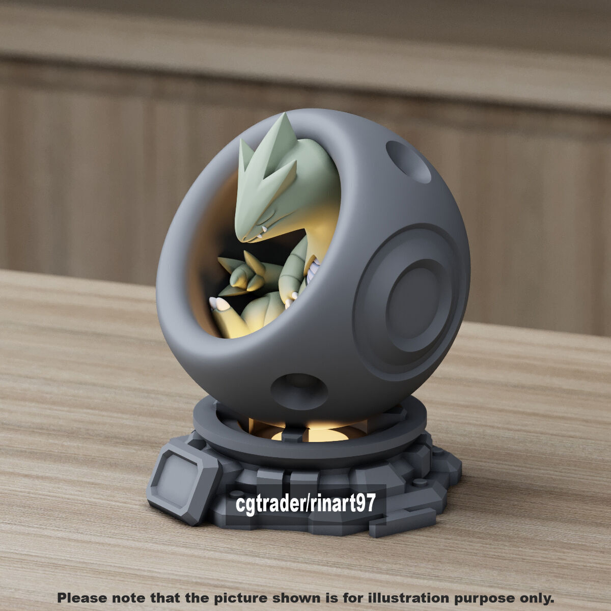 Tyranitar in healing machine pods from pokemon 3D print model_1