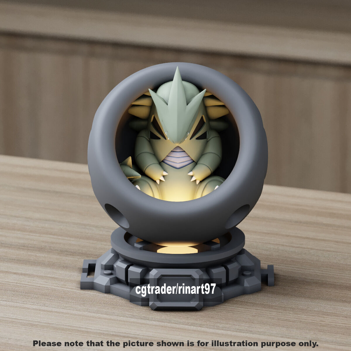Tyranitar in healing machine pods from pokemon 3D print model_5