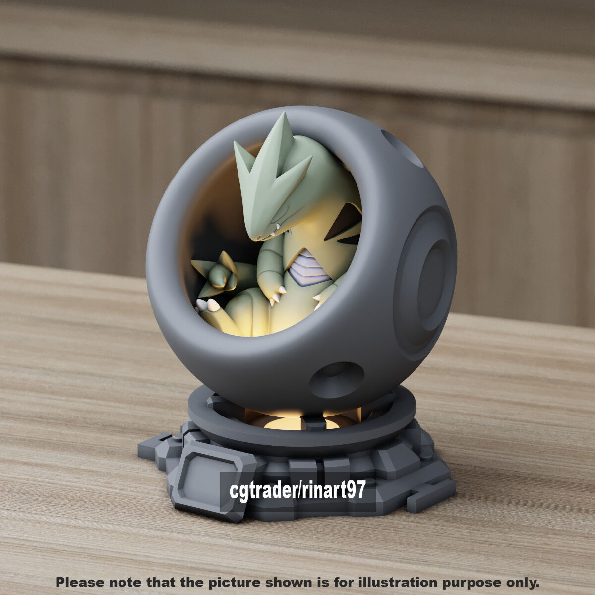 Tyranitar in healing machine pods from pokemon 3D print model_10