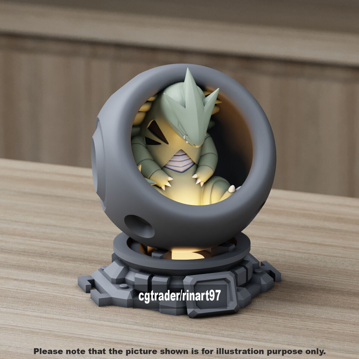 Tyranitar in healing machine pods from pokemon 3D print model_7