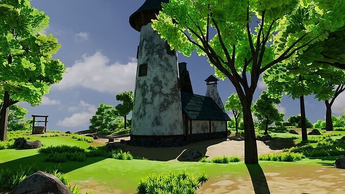 Medieval House 9 With Environment Low-poly 3D model 7