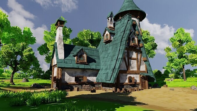 Medieval House 9 With Environment Low-poly 3D model 3