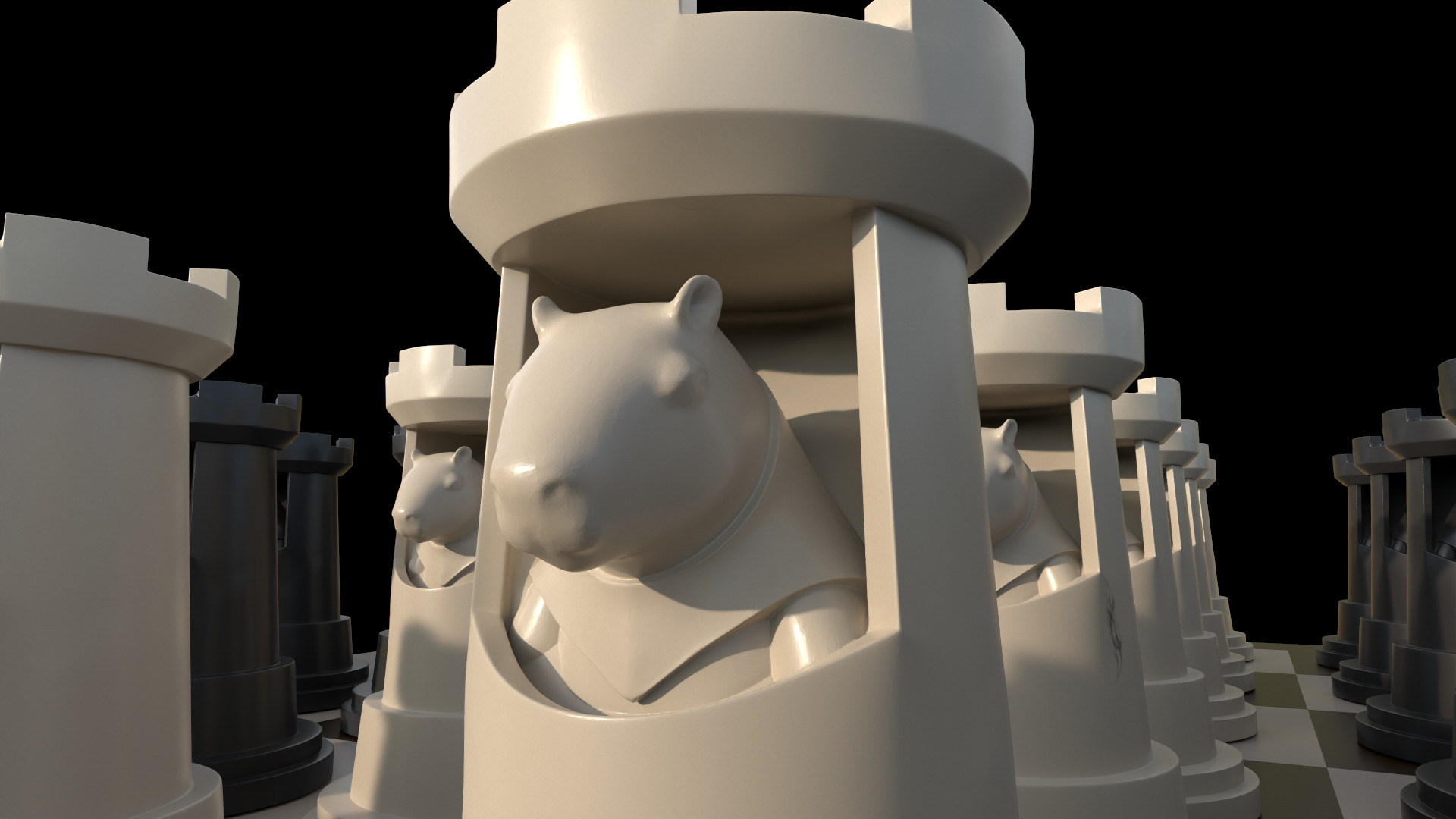 Capybara Tower Rook Chess 3D print model_12