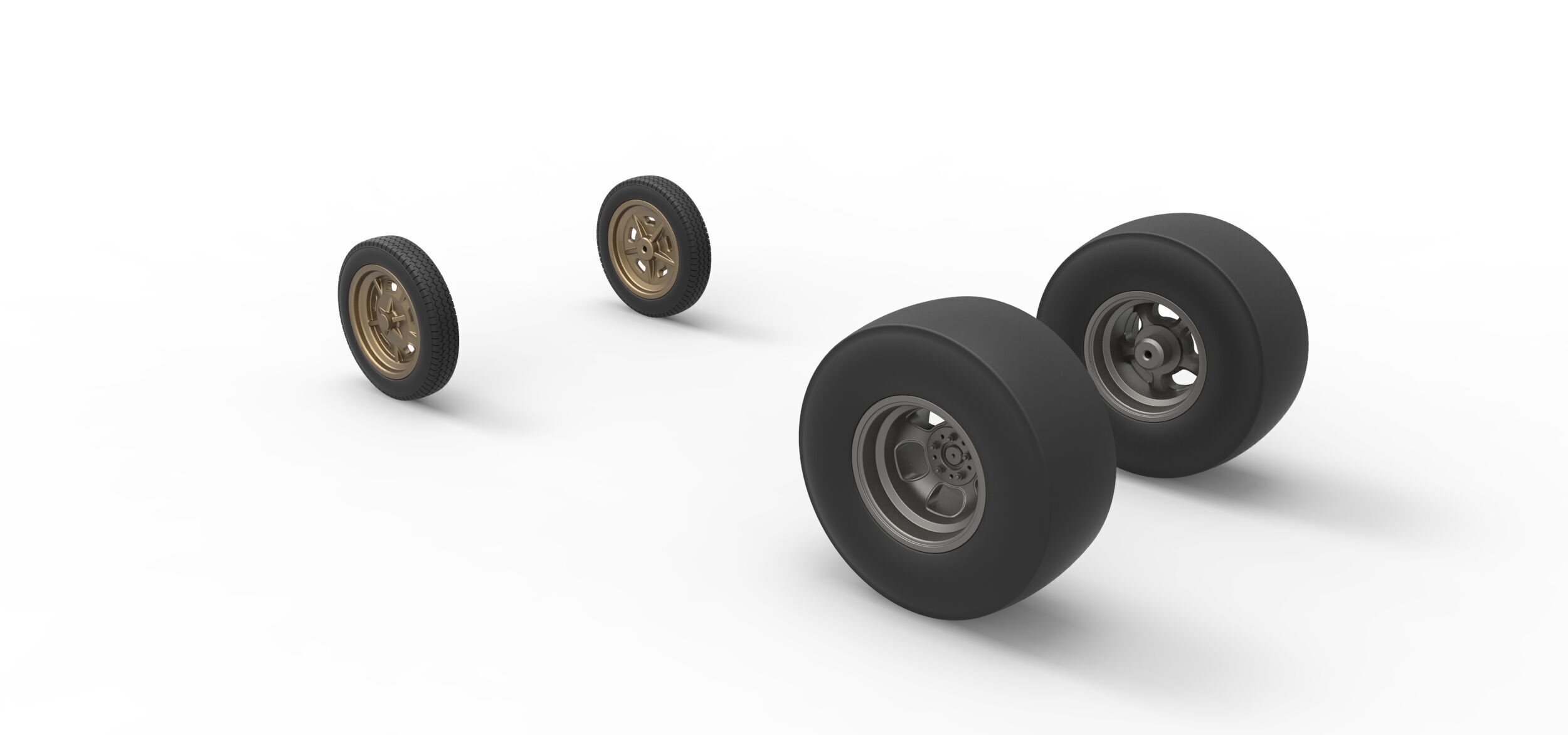 Wheel set of Vintage Front engine dragster V2 Scale 1 to 25 3D print model_7