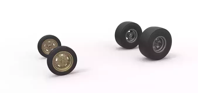 Wheel set of Vintage Front engine dragster V2 Scale 1 to 25