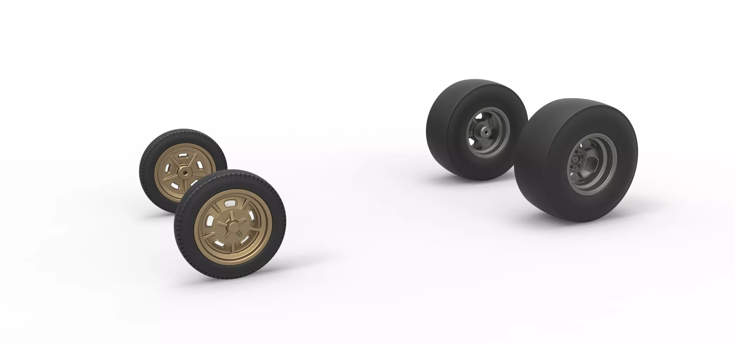 Wheel set of Vintage Front engine dragster V2 Scale 1 to 25 3D print model_0