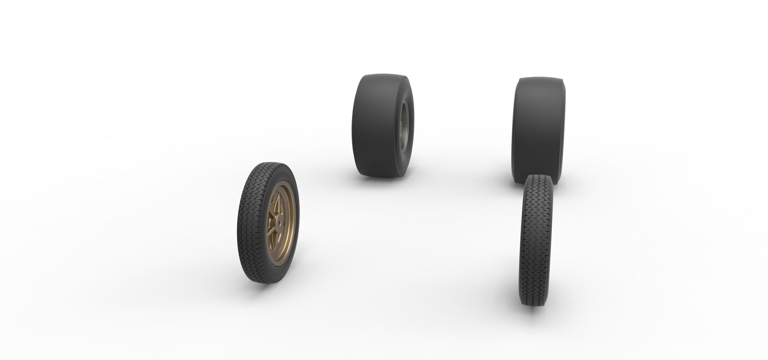 Wheel set of Vintage Front engine dragster V2 Scale 1 to 25 3D print model_2