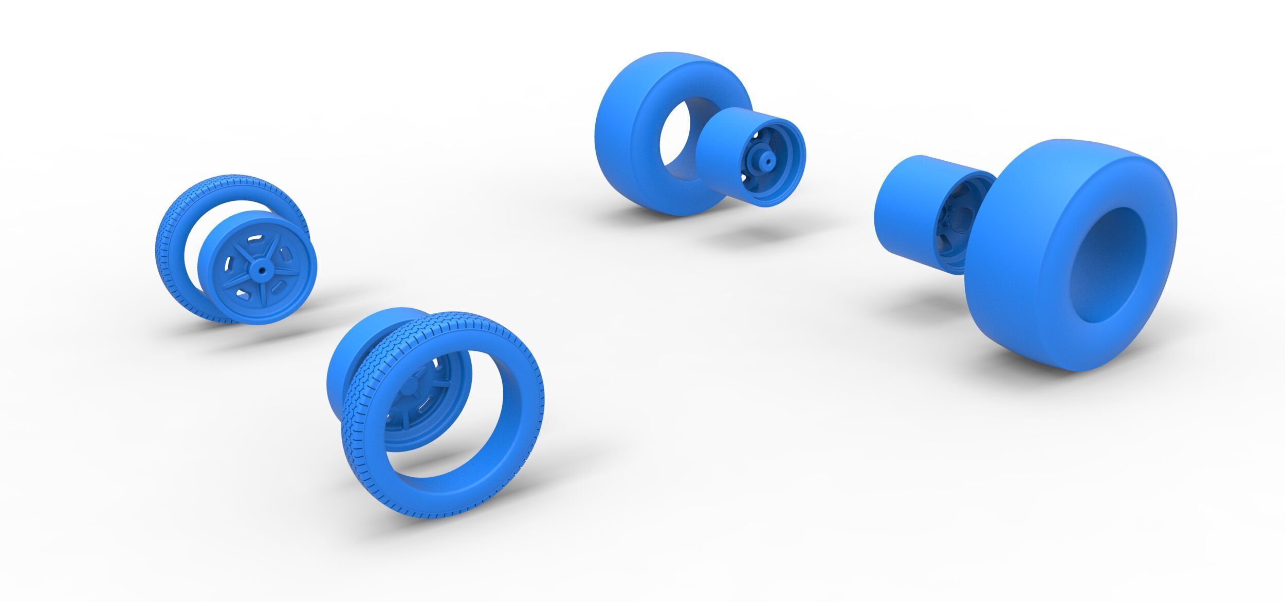 Wheel set of Vintage Front engine dragster V2 Scale 1 to 25 3D print model_10