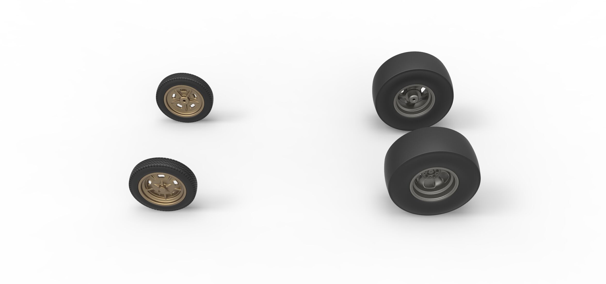 Wheel set of Vintage Front engine dragster V2 Scale 1 to 25 3D print model_6