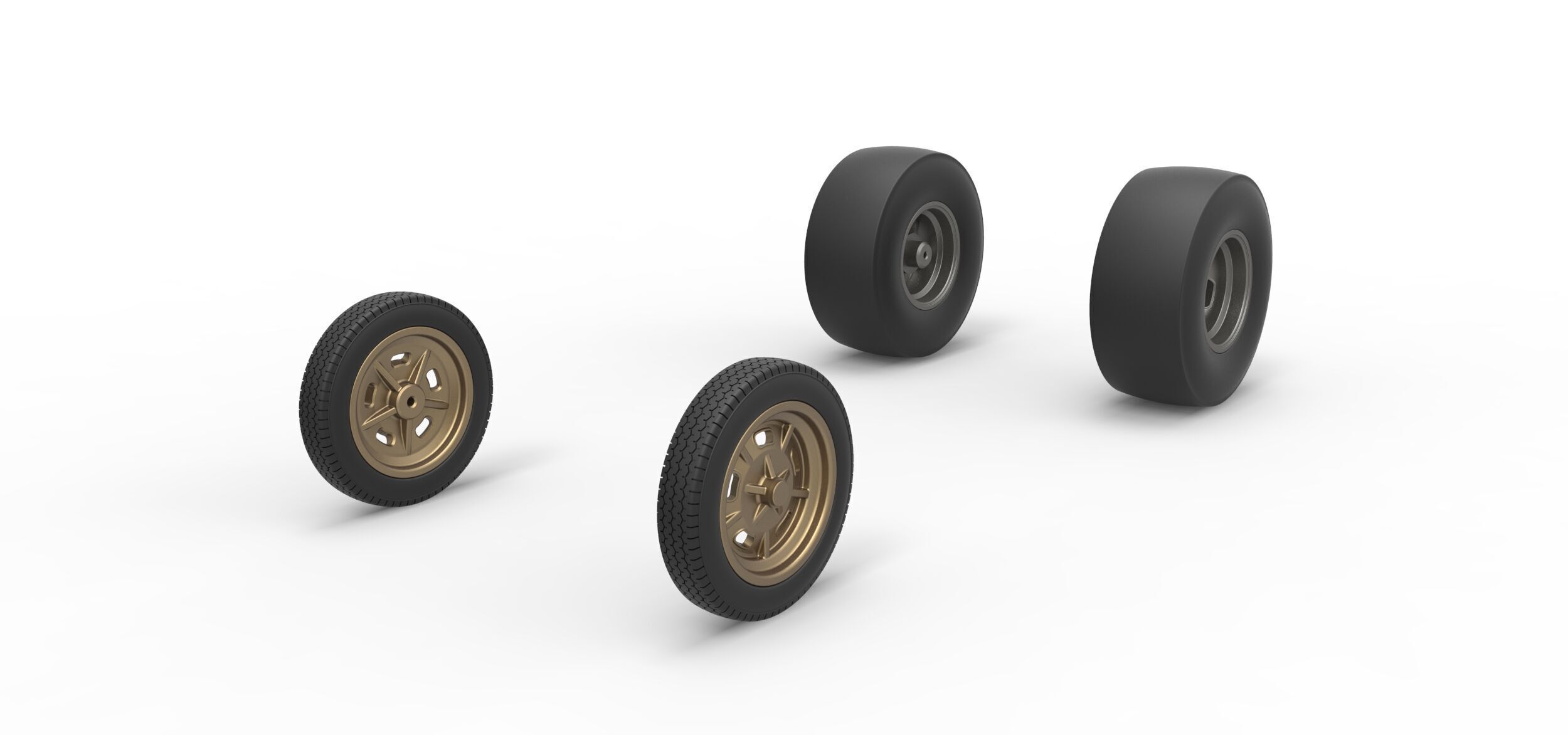 Wheel set of Vintage Front engine dragster V2 Scale 1 to 25 3D print model_1