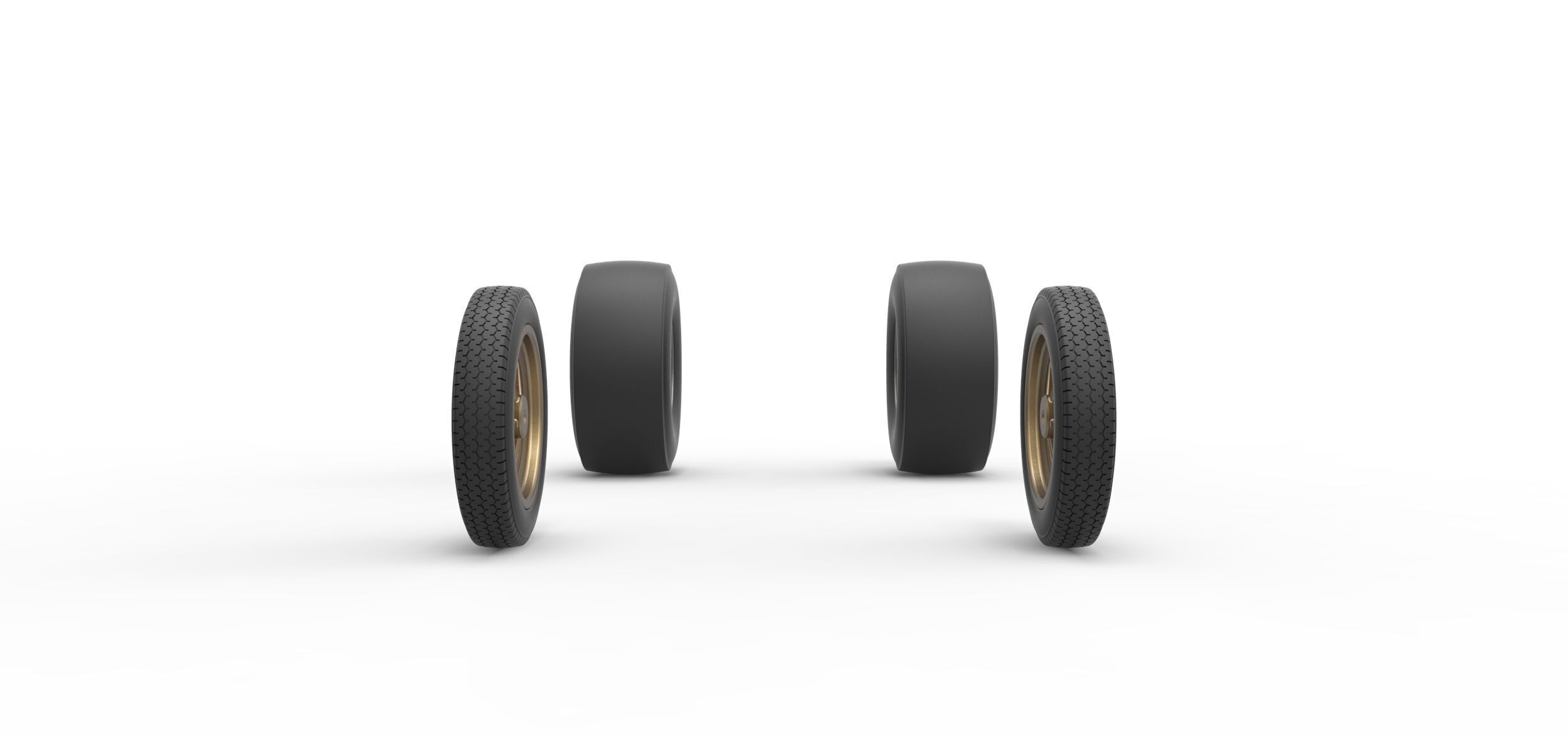 Wheel set of Vintage Front engine dragster V2 Scale 1 to 25 3D print model_3