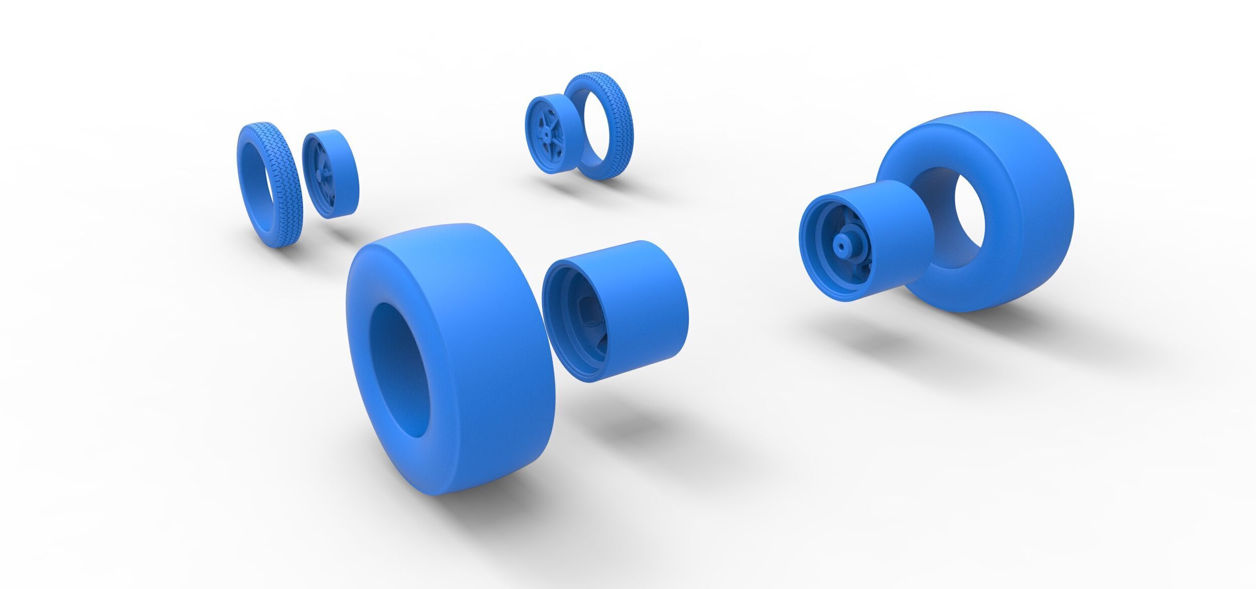 Wheel set of Vintage Front engine dragster V2 Scale 1 to 25 3D print model_5