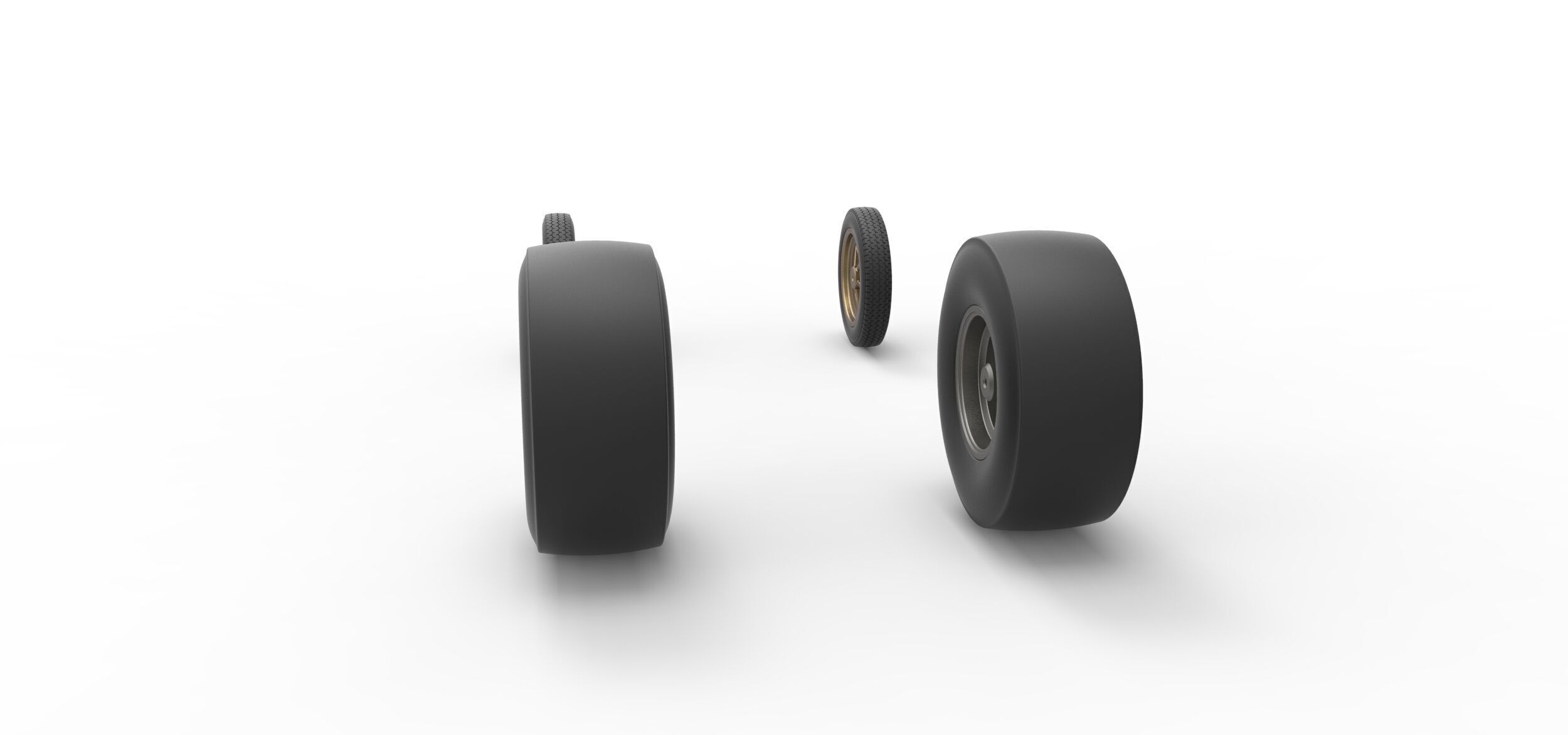 Wheel set of Vintage Front engine dragster V2 Scale 1 to 25 3D print model_8