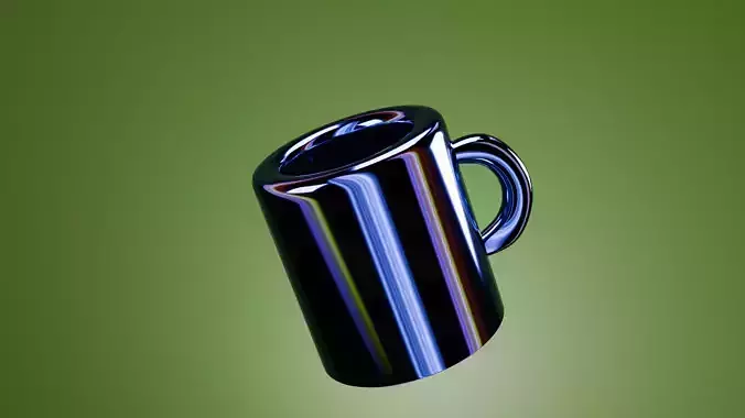 Animated Chrome Mug Shader - Low Poly PBR Blender GLTF FBX OBJ