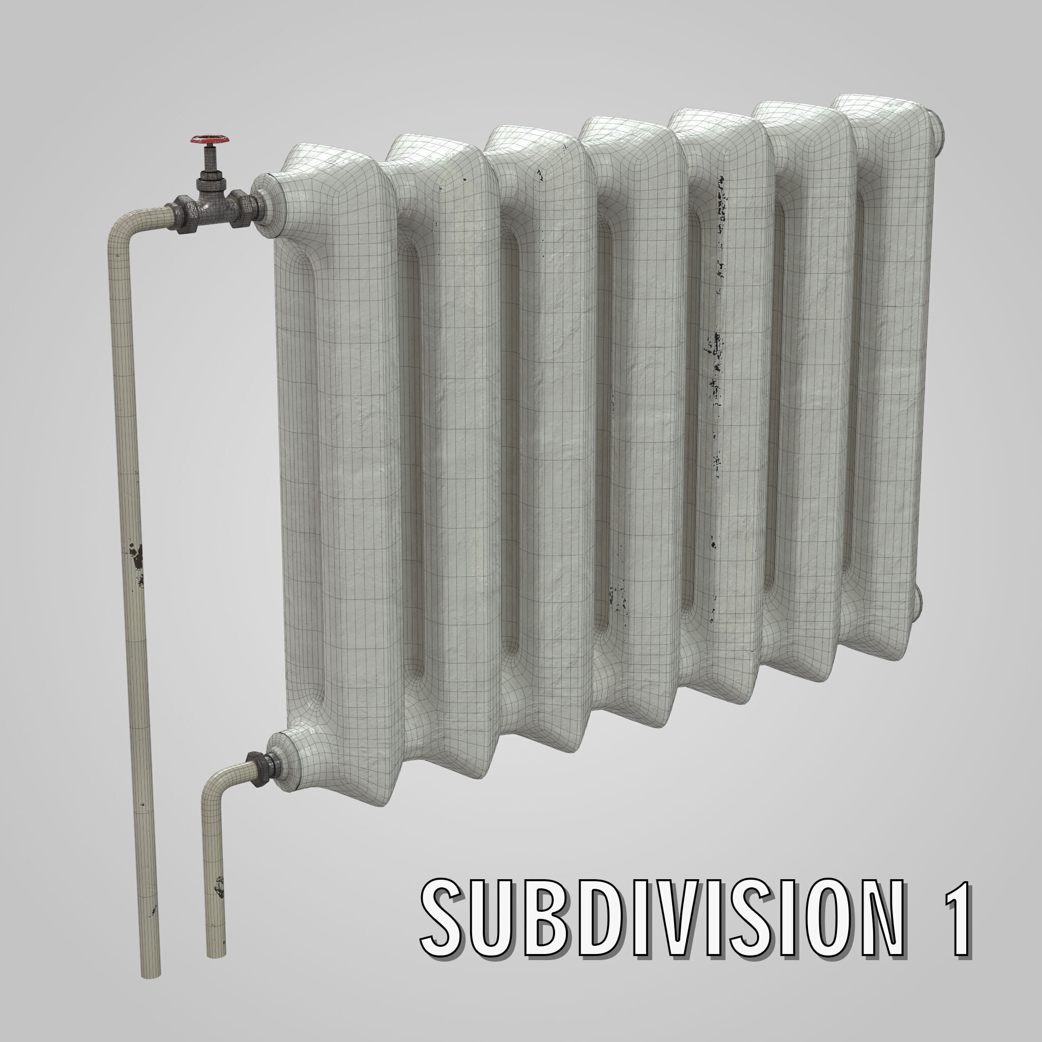 Old Radiator Low-poly 3D model_9