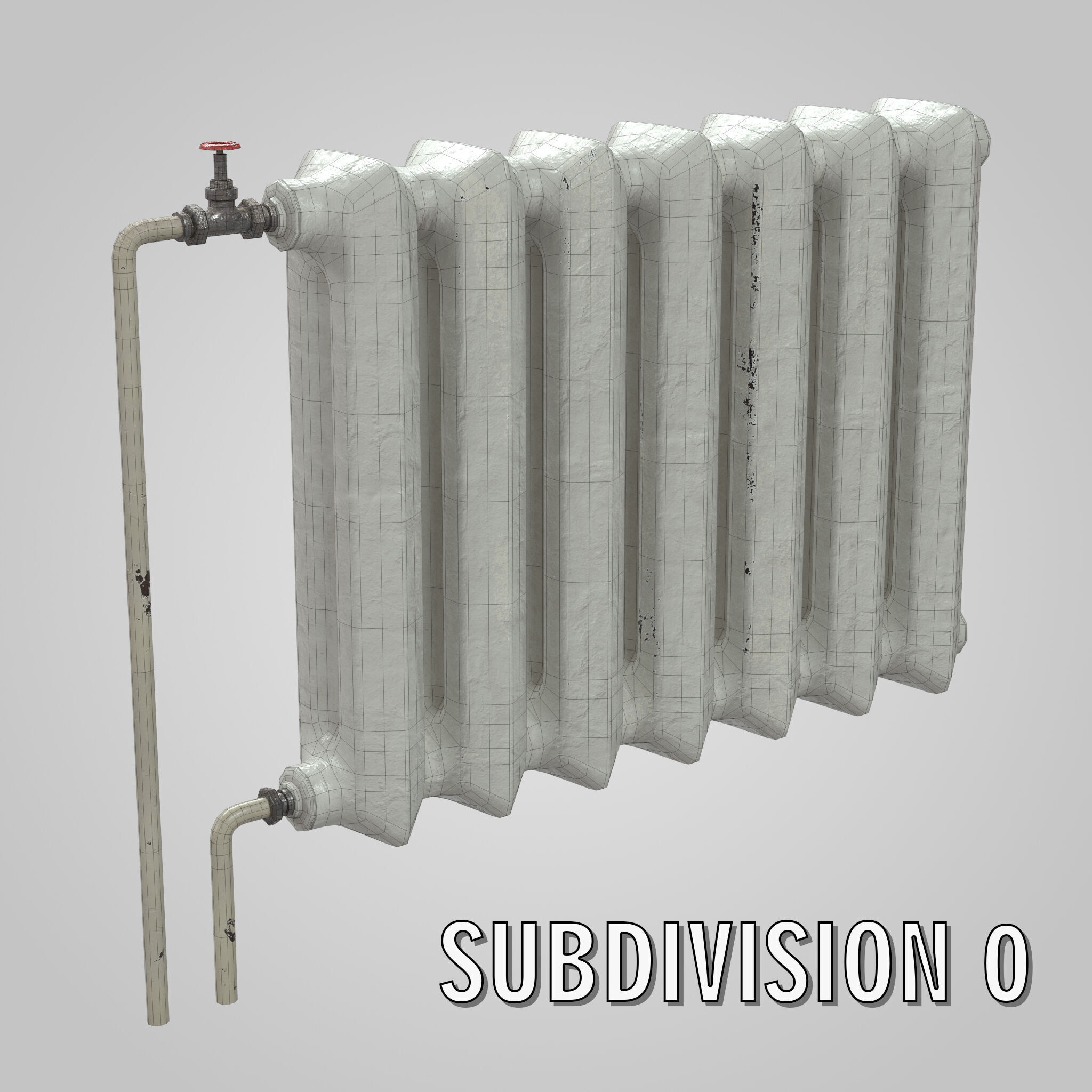 Old Radiator Low-poly 3D model_8