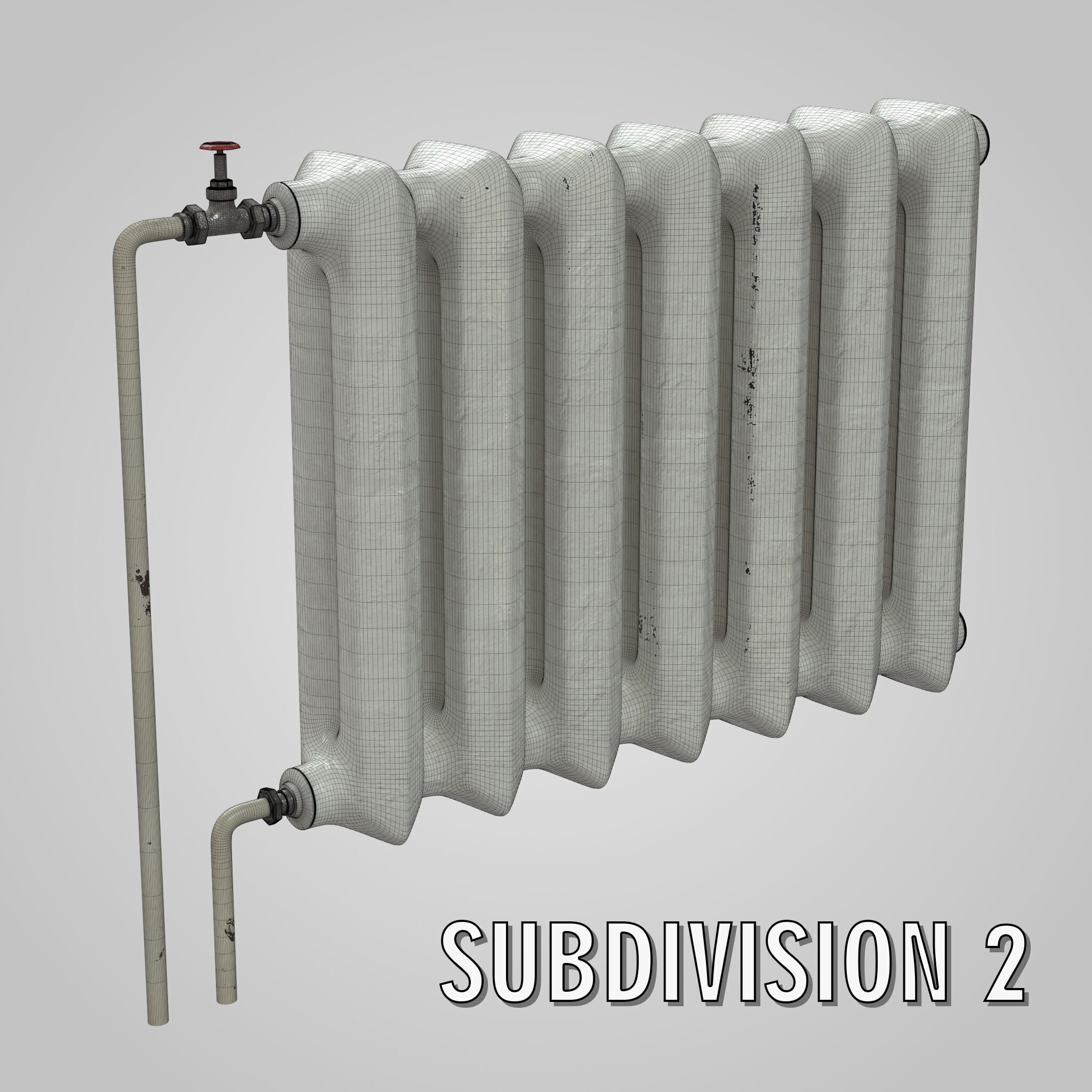 Old Radiator Low-poly 3D model_10