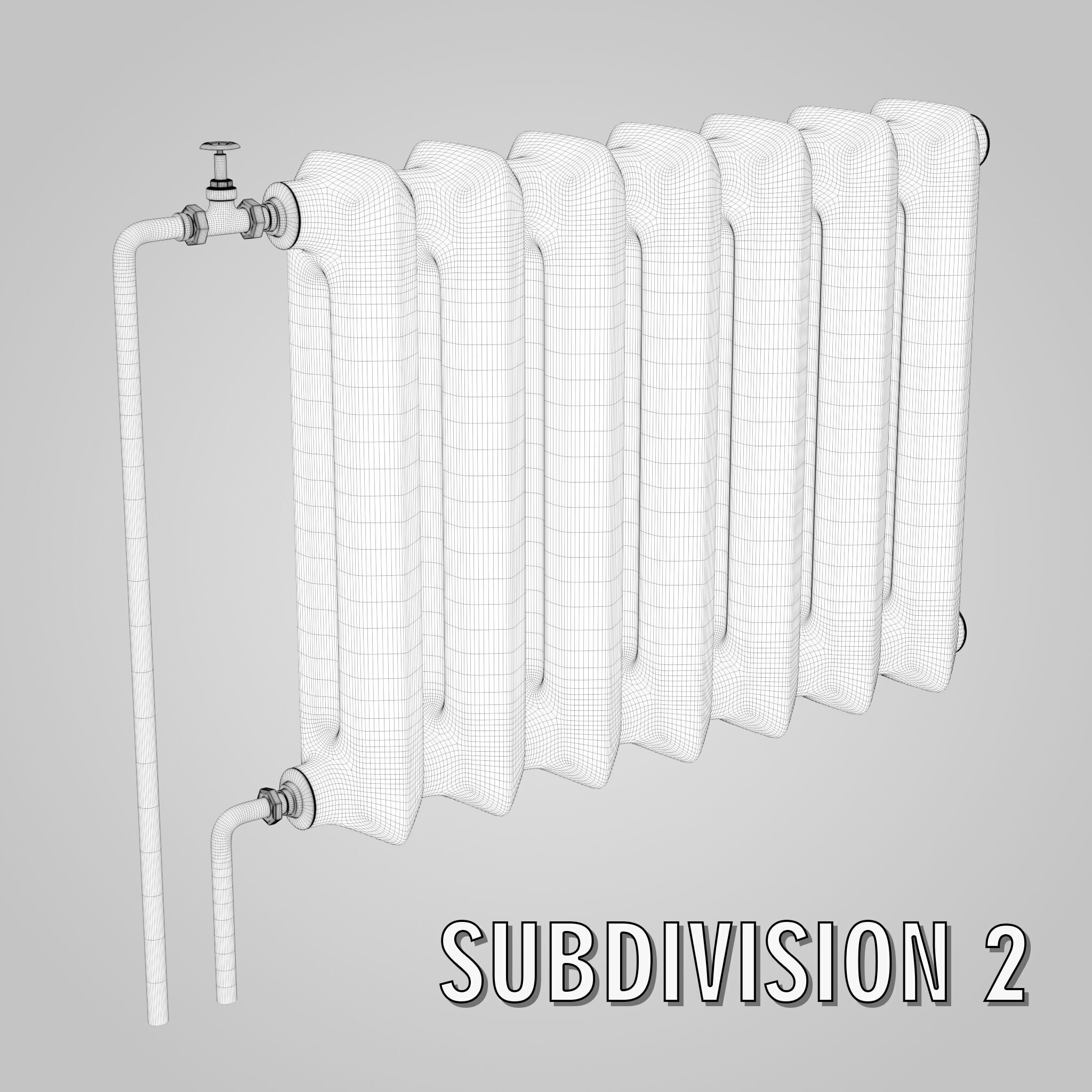 Old Radiator Low-poly 3D model_15