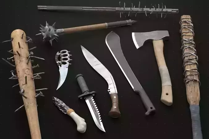 Post-apocalyptic Melee Weapons Lowpoly