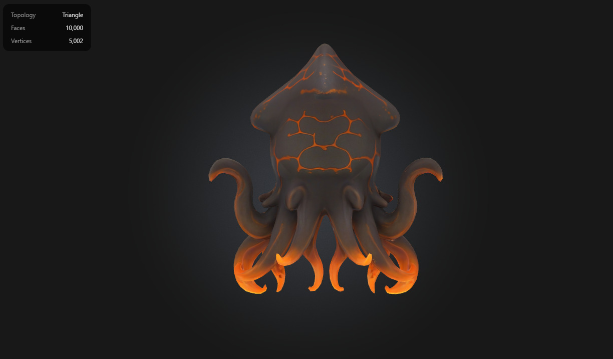 Lava Squid Stylized Volcanic Creature Low-poly 3D model_3