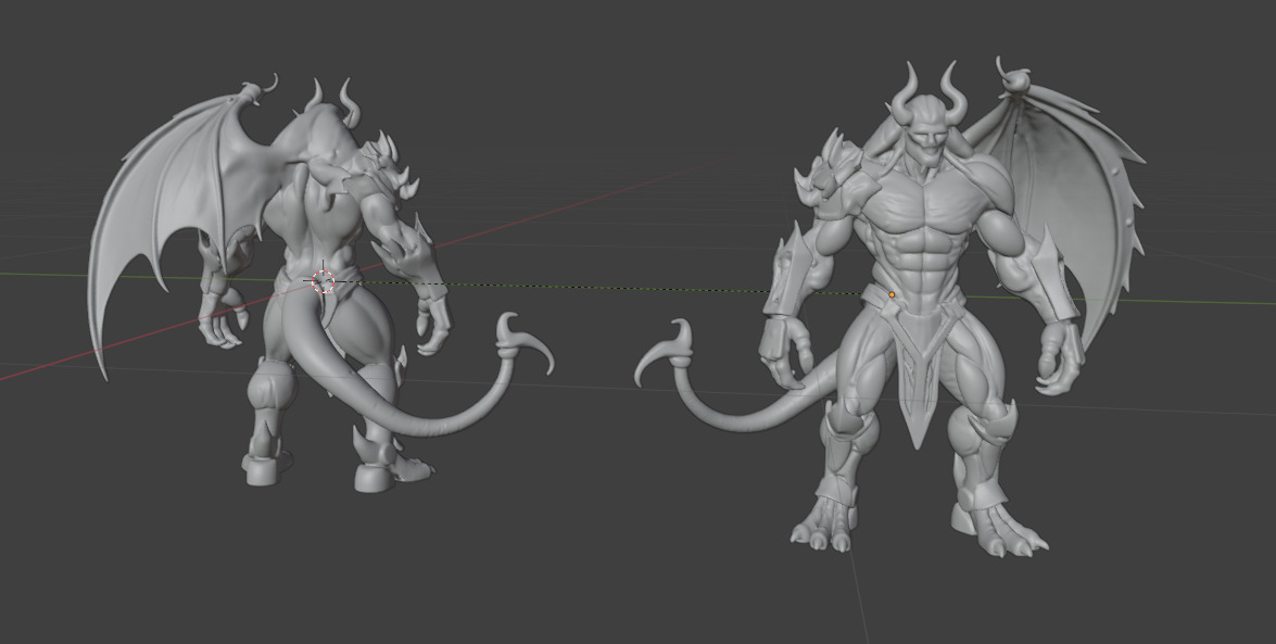 Infernal Cyber Demon  High-Fantasy Hellspawn Warrior Low-poly 3D model_4