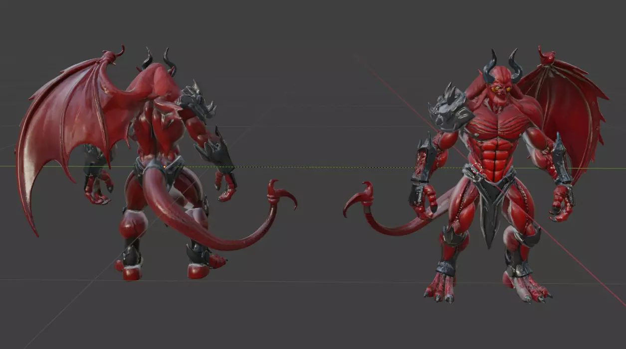 Infernal Cyber Demon  High-Fantasy Hellspawn Warrior Low-poly 3D model_0