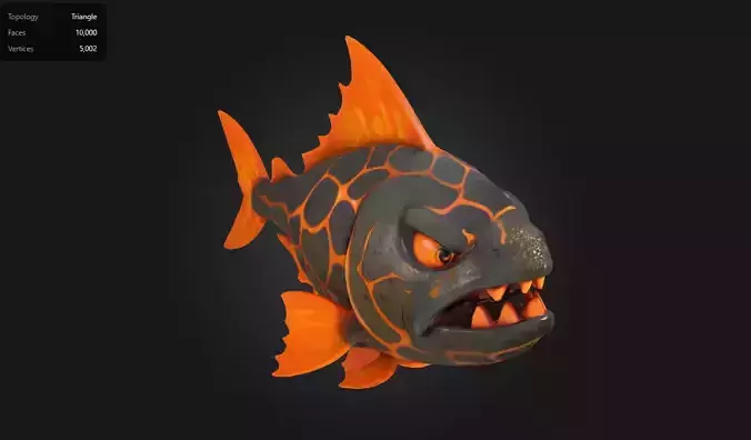 Lava Fish  Fierce Stylized Sea Creature Low-poly 3D model