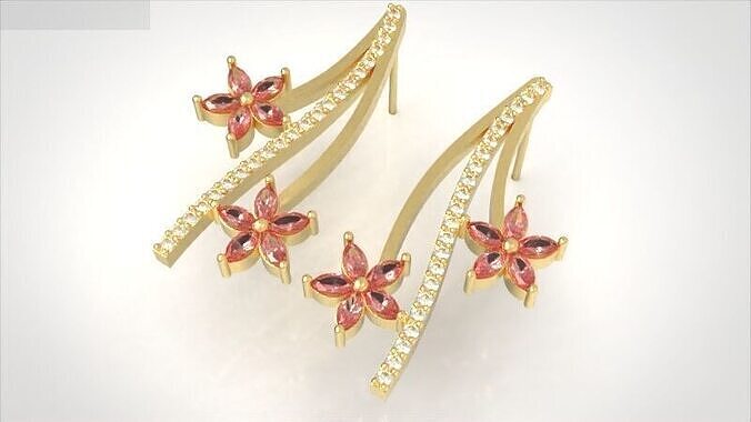 flower earring 3D print model
