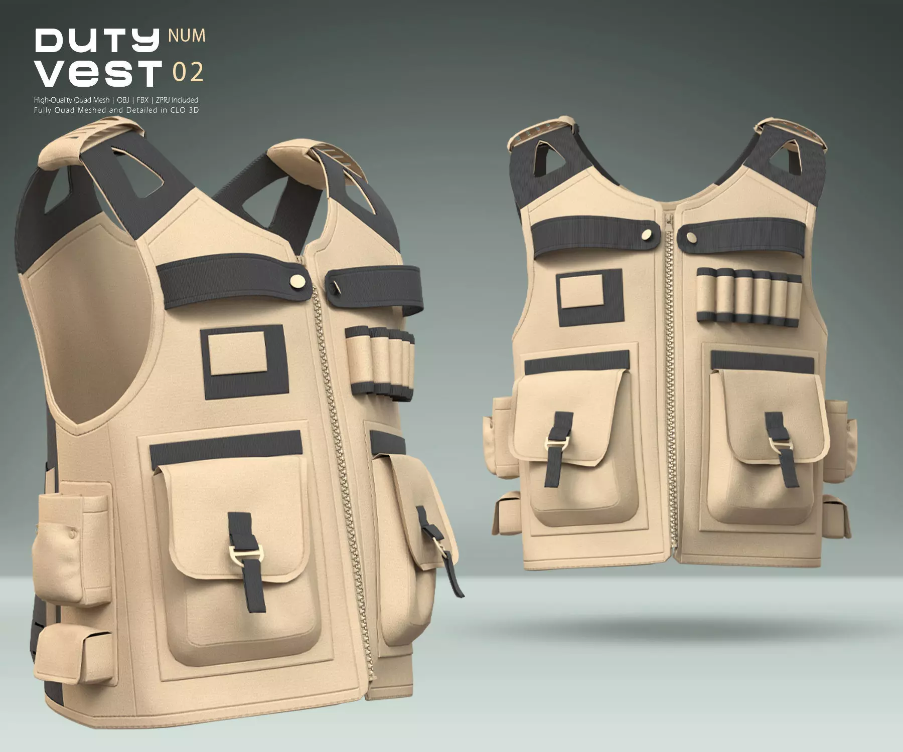 Duty Vest 02 Low-poly 3D model_0