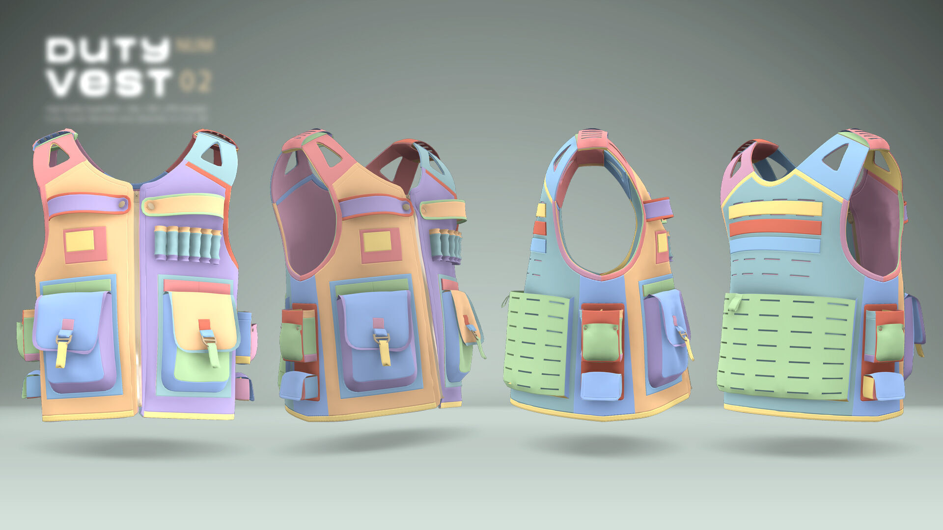Duty Vest 02 Low-poly 3D model_6