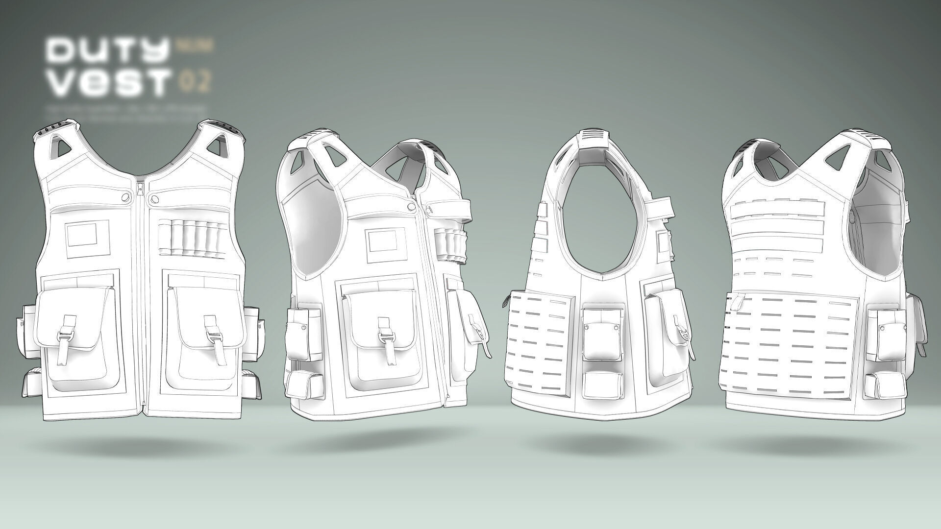 Duty Vest 02 Low-poly 3D model_8