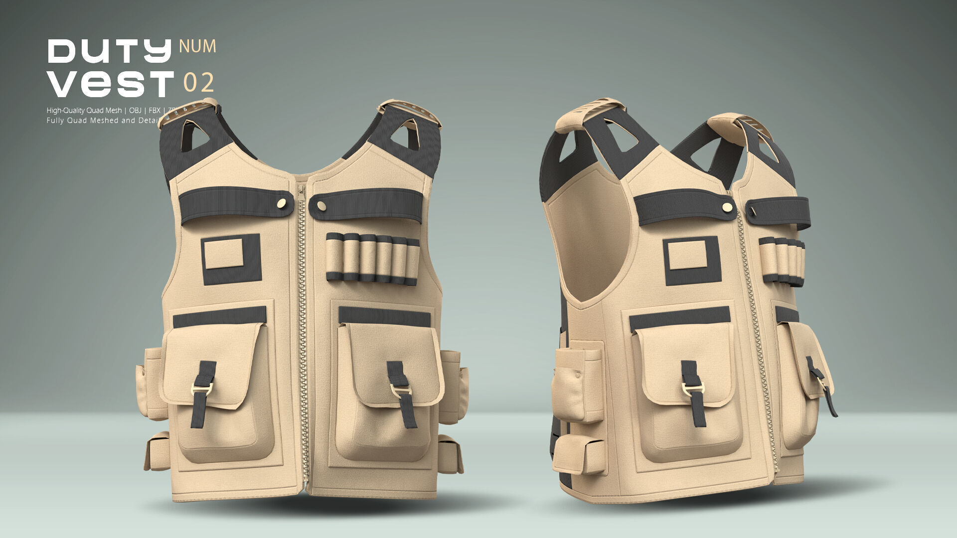 Duty Vest 02 Low-poly 3D model_2