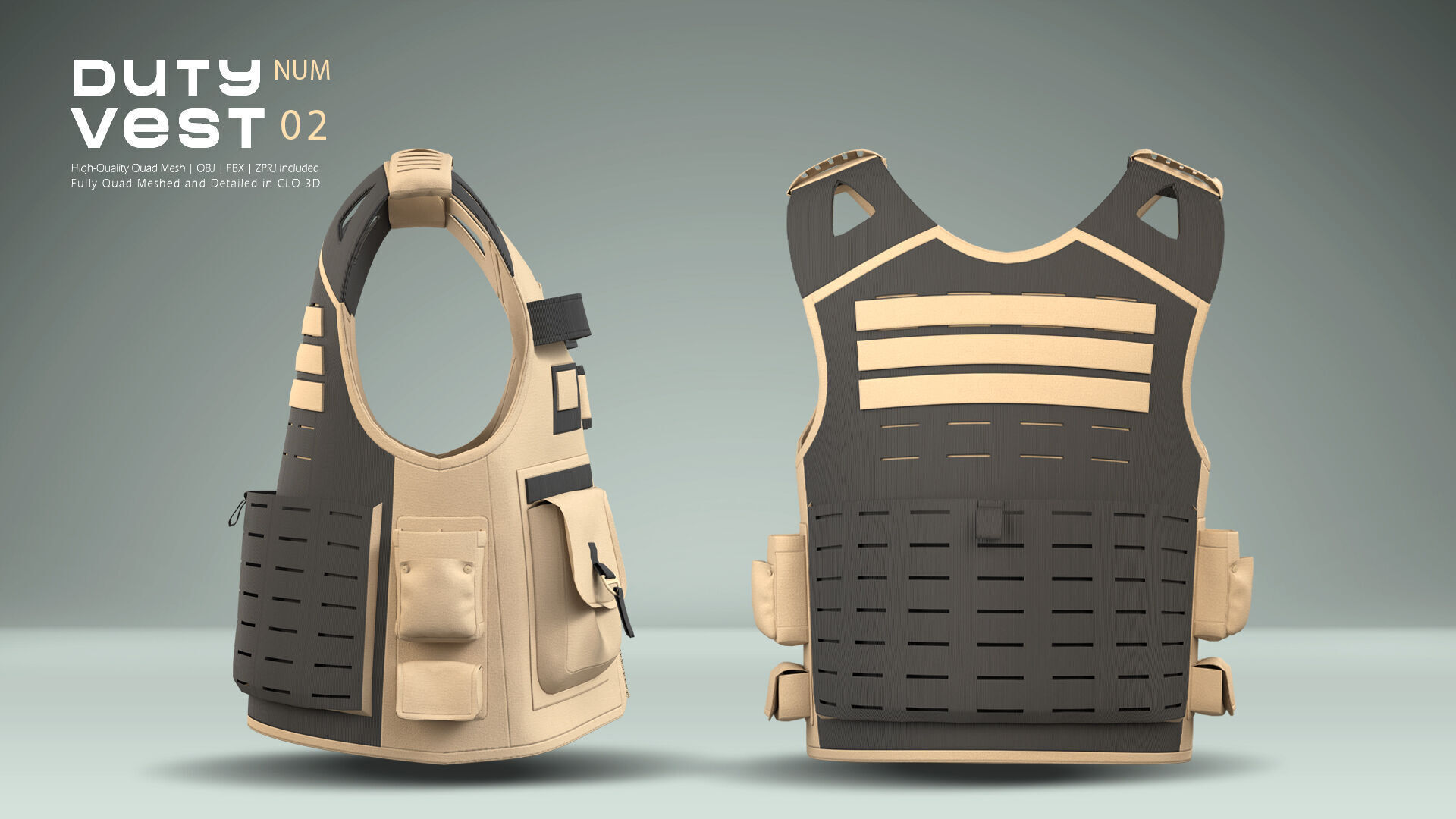 Duty Vest 02 Low-poly 3D model_3