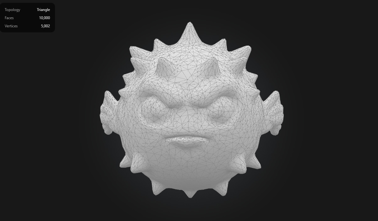 Lava Pufferfish Stylized Spiky Sea Creature Low-poly 3D model_7